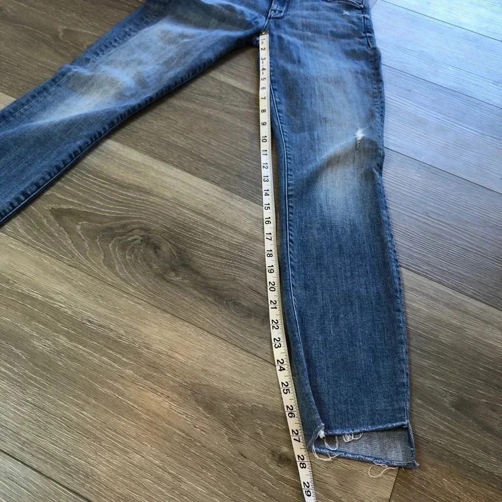 Mother Looker Ankle Step Fray Where’s The Smoke Denim Blue Jeans Women’s Size 25 - Picture 14 of 16